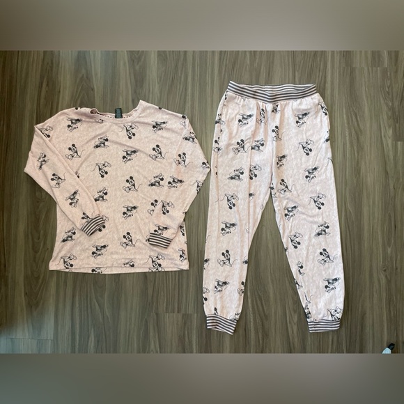Disney Pink and Black Mickey and Minnie Mouse Pajamas set size S - Picture 1 of 6